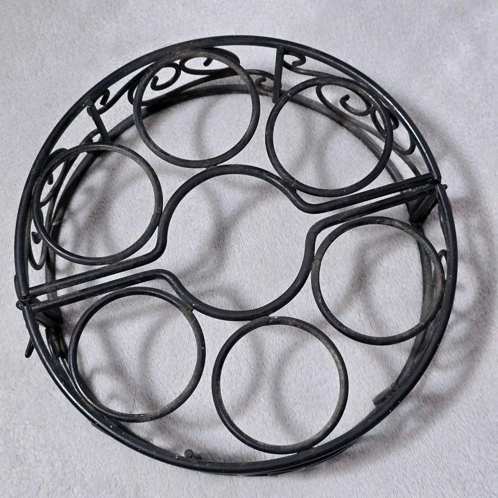 Vintage Black Metal 7-Candle Holder Folding Scrollwork Centerpiece